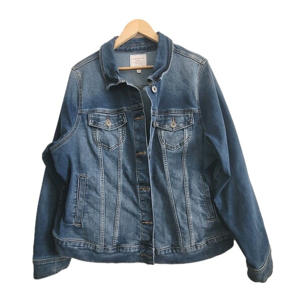 Torrid Denim Women's Trucker Denim Jean Jacket First at Fit Stretch Plus Size 3 - Picture 1 of 13